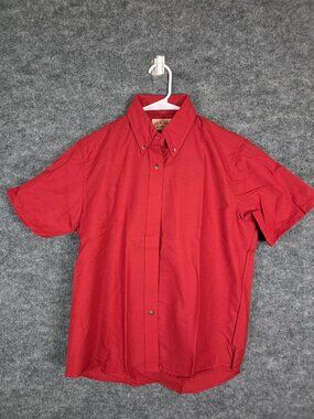 Red Kap Shirt Womens L Red Short Sleeve Button Down Workwear Uniform Top